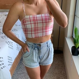 LuLu's Red and White Plaid Crop Top
